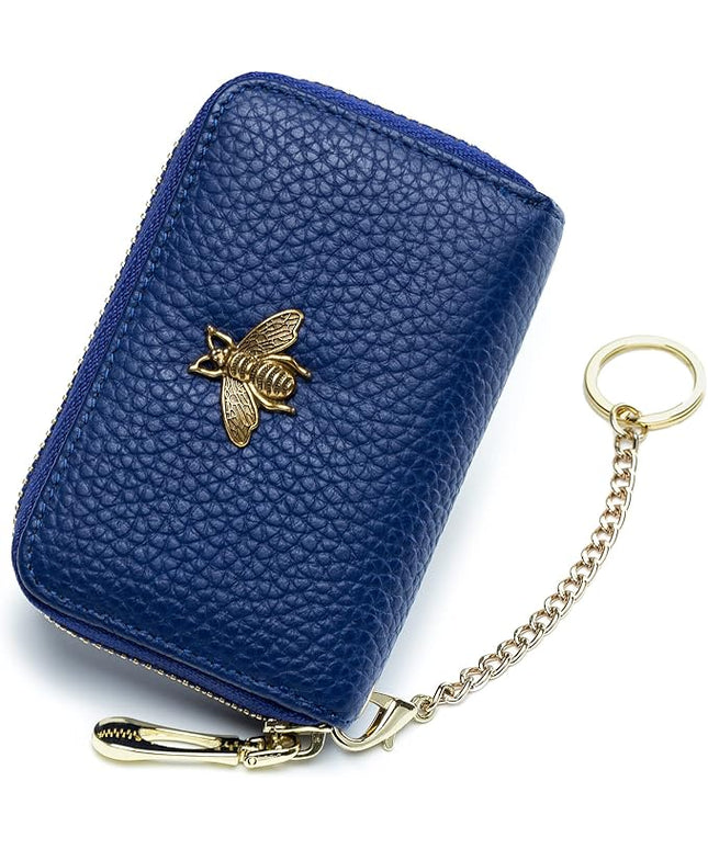 imeetu RFID Credit Card Holder, Small Leather Zipper Card Case Wallet for Women