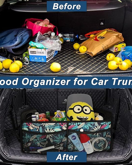 Deosk Car Trunk Organizer for SUV, Car Organizers and Storage with 6 Pocket, Car Accessories for Women/Men 50L Waterproof Polyester Trunk Organizer(Medium, Leaves)