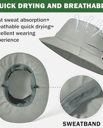 Sukeen Bucket Hat, Waterproof, Skin-Friendly, Shields Neck, Quick-Dry, Breathable, Hat for Fishing, Travel hat