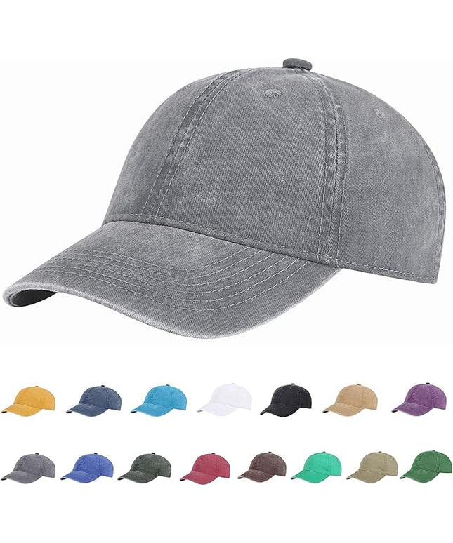 YEANIY Vintage Washed Cotton Plain Baseball Caps Adjustable Unstructured Soft Blank Casual Dad Ball Hats for Men Women