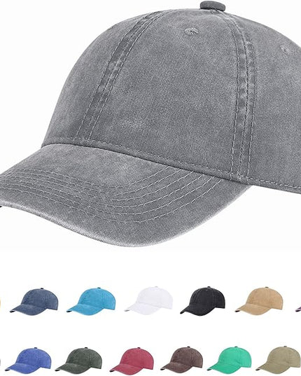 YEANIY Vintage Washed Cotton Plain Baseball Caps Adjustable Unstructured Soft Blank Casual Dad Ball Hats for Men Women