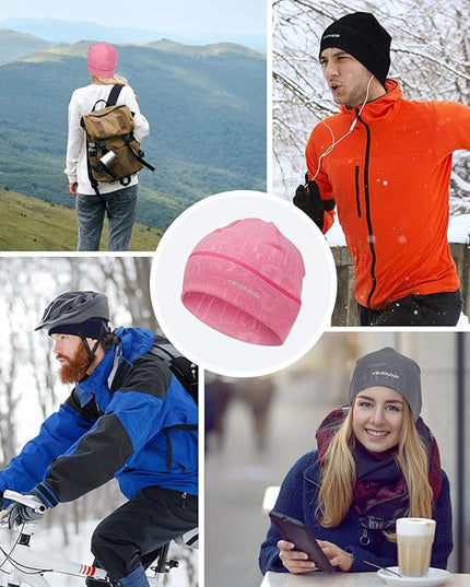 Skull Caps Beanies for Men & Women, Elastic Thermal Running Hat, Windproof Cycling Cap Helmet Liner Soft Beanie Hat
