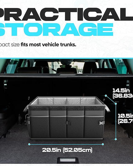 FORTEM Trunk Organizer For SUV Car Trunk Organizer, Foldable Storage, Car Accessories for Women Men, Collapsible Bag, Perfect Christmas Gifts, 600D Oxford, Non Slip Bottom, Straps, Soft Cover (50L)