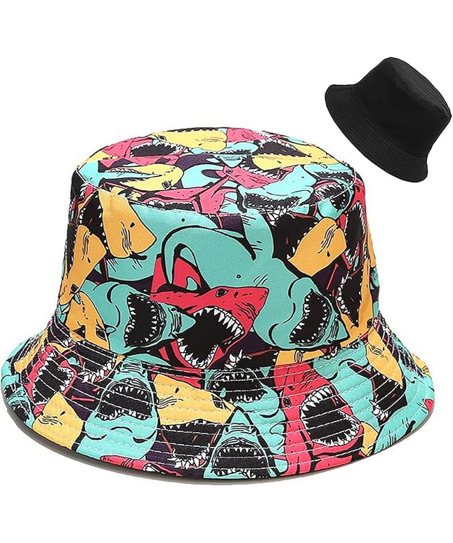 Malaxlx Unisex Bucket Hat Beach Sun Hat Aesthetic Fishing Hat for Men Women Teens, Reversible Double-Side-Wear