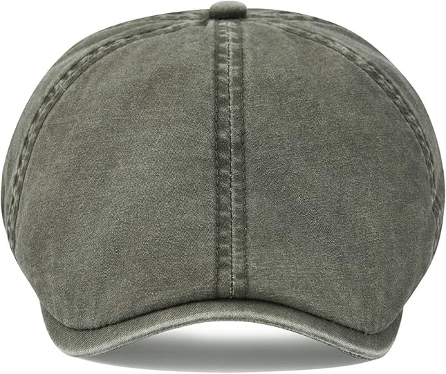 VOBOOM Cotton Washing Flat Cap Cabbie Hat Gatsby Ivy Irish Hunting Newsboy