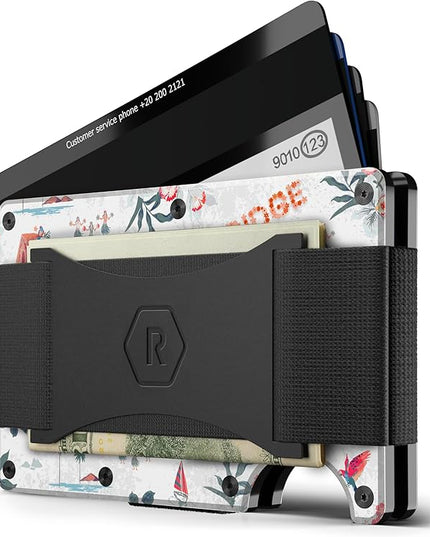 Ridge Wallet for Men - Slim Minimalist Compact Wallet and Card Holder, RFID Protected Front Pocket Wallets for Men with Integrated Cash Strap (Aloha)
