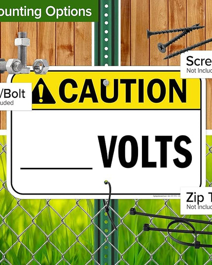 Caution Volts Sign, 12x18 Inches, Rust Free .063 Aluminum, Fade Resistant, Made in USA by My Sign Center
