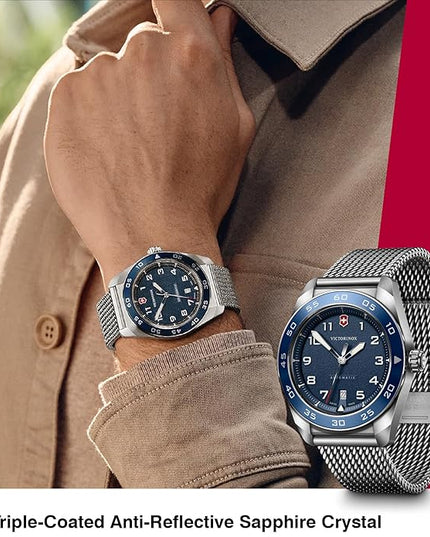Victorinox Swiss Army Automatic Blue Dial Mesh Stainless Steel Watch 42mm - 242045