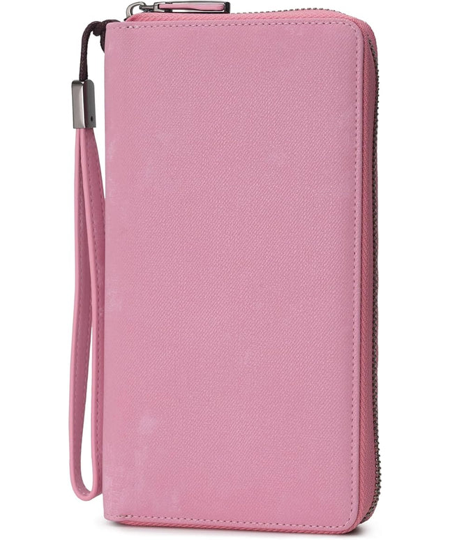 Bveyzi Women RFID Blocking Wallet Leather Zip Around Phone Clutch Large Capacity Ladies Travel Purse Wristlet | RFID Blocking, Zip Around, Large Capacity
