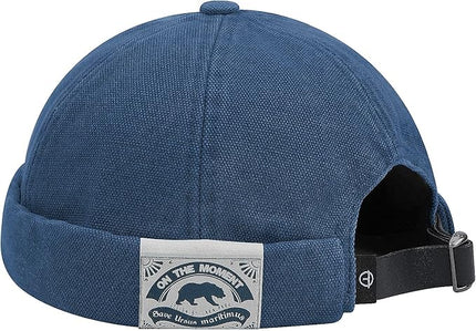 Croogo Denim Docker Hat Fashion Brimless Beanie Hat Retro Worker Skull Cap Rolled Cuff Sailor Cap Hip Hop Dancing Watch Cap