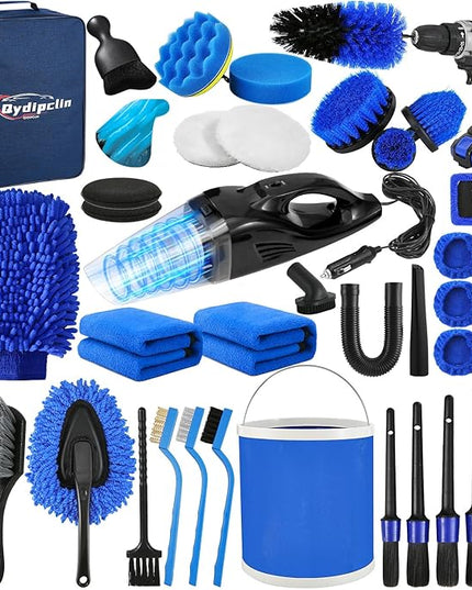 38Pcs Car Detailing Kit, Car Detailing Brush Set, Car Wash Cleaning Kit, Car Detailing Brushes, Professional Car Care Kit for Interior Exterior Wheels, Blue