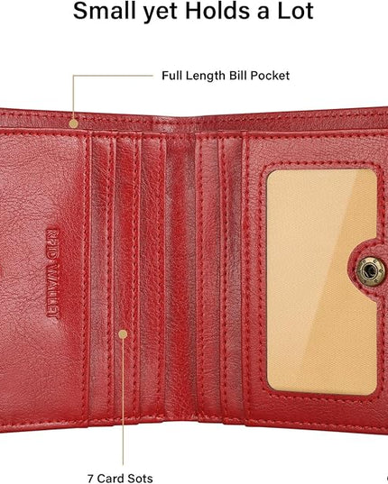 Lavemi Ultra Thin Small Compact Leather Womens Girls Wallets RFID Blocking Credit Card Holder for Women
