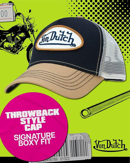 Von Dutch Unisex Trucker Hat - Curved Bill Mesh Back Retro Classic Adjustable Snapback Baseball Cap for Men and Women