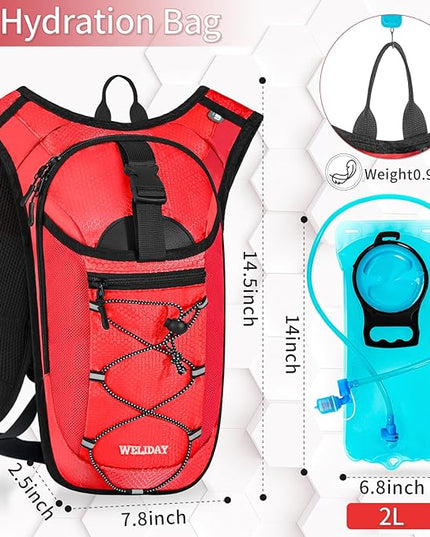 Hydration Backpack with Leak Proof Water Bladder, Lightweight Hydro Water Daypack for Rave, Cycling, Running, Hiking, Climbing