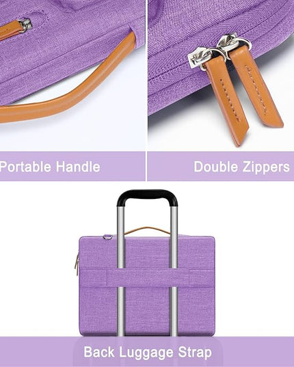 MOSISO 360 Protective Laptop Shoulder Bag,15 inch Computer Bag Compatible with MacBook Air M4 M3 M2/Pro A1990 A1707, Dell XPS Plus,Side Open Messenger Bag with 4 Zipper Pockets&Handle, Lilac