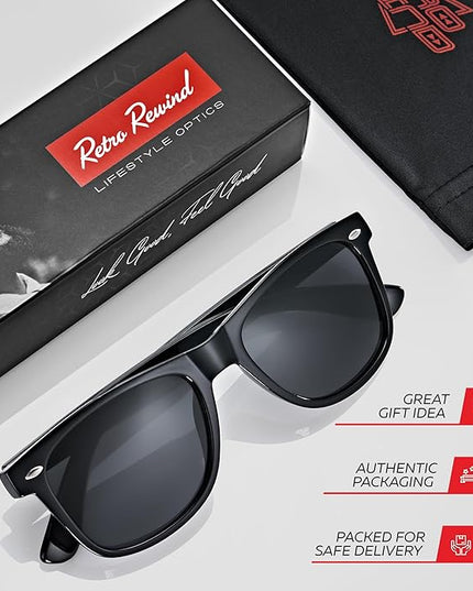 Retro Rewind Polarized Sunglasses for Men and Women - UV Protection Classic Sun Glasses