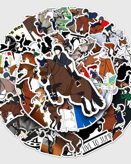 Equestrian Stickers for Water Bottle,Waterproof Vinyl 50pcs Stickers for Laptop Computer Phone Bumper Skateboard Luggage Decals for Teens Adults