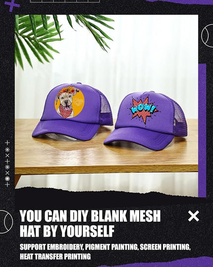 10 Pcs Sublimation Blank Trucker Hats Bulk Mesh Baseball Cap Polyester Mesh Trucker Hat for Men and Women
