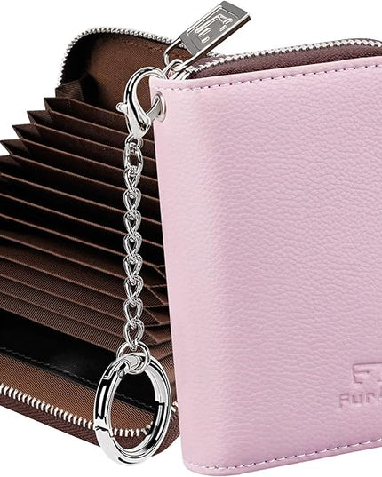 FurArt Zipper Wallet Women, RFID Blocking Credit Card Wallet, Business Card Holder, Compact Size KeyChain Wallet