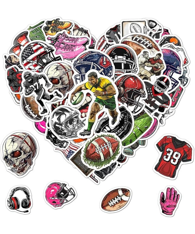 Pack 50 Pcs Cute Sports Football Stickers for Water Bottles Funny Laptop Luggage Computer Scrapbooking Kids Teens Girls Boys Adults Waterproof Aesthetic Sticker Small Vinyl Decals