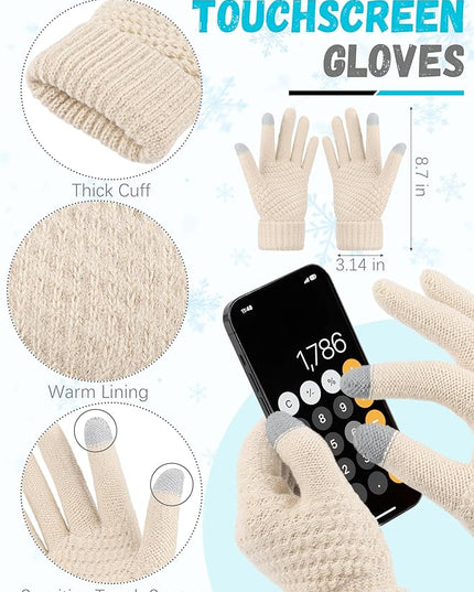 Winter Beanie Hat Scarf Gloves, Warm Fleece Knit Hats Touch Screen Gloves Neck Scarf Set Winter Gifts for Unisex Adult