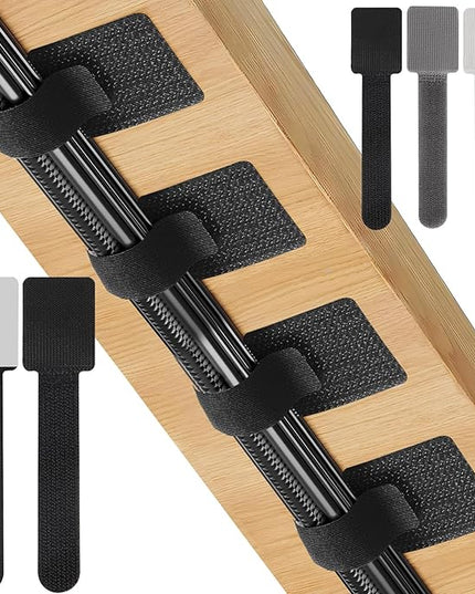 20-Pack Large Reusable Self-Adhesive Cable Ties cable management Adjustable Hook & Loop Straps for Organizing Data Cables, Wires, Headphones Under-Table Cord Management for Home, Office