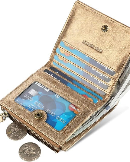 Lavemi Ultra Thin Small Compact Leather Womens Girls Wallets RFID Blocking Credit Card Holder for Women