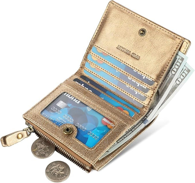 Lavemi Ultra Thin Small Compact Leather Womens Girls Wallets RFID Blocking Credit Card Holder for Women