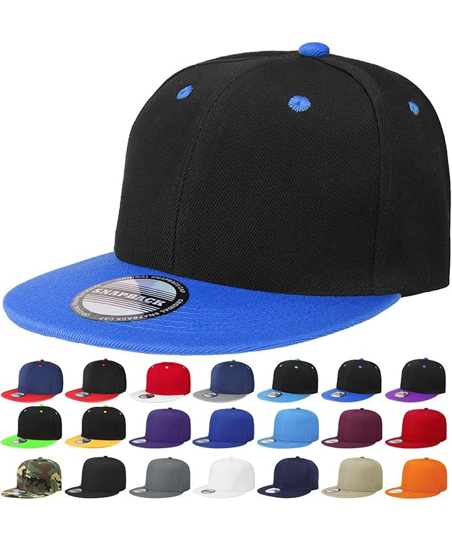 Classic Snapback Hat Cap Hip Hop Style Flat Bill Blank Solid Color Adjustable Size