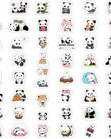 BulbaCraft 100Pcs Panda Stickers for Water Bottle and Laptop - Panda Party Supplies & Decorations, Waterproof Vinyl Decals, Cute Animal and Bear Stickers, Gifts for Women & Men