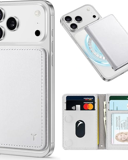TUCCH for Magsafe Wallet with 6 Card Holders, RFID Blocking [Clear ID Window] PU Leather Men Women Folio Magnetic Phone Wallet for iPhone 17/16/15/14/13/12/Plus/Air/Pro/Pro Max Series, White