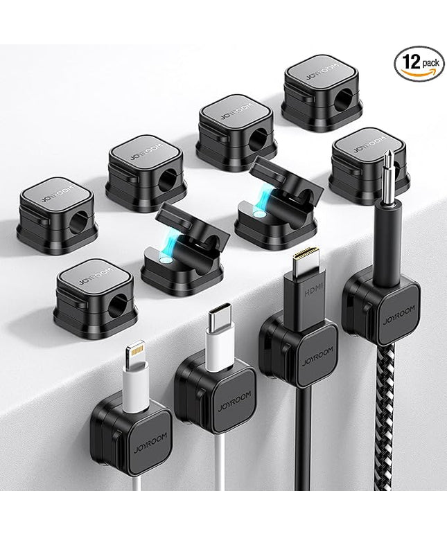 12 Pack Magnetic Cable Management Clips, Phone Electric Charging Cord Holder, Desktop Cord Organizer, Adhesive Cable Organizer Keeper for Home Kitchen Office Desk Outdoor Wall Car Bedroom Nightstand