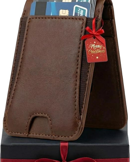 Genuine Leather Magsafe Wallet,10 Card Holder With Stand, Slim Magnetic Wallet Mag Safe for iPhone,Compatible With iPhone 17/16/15/14/13/12 Series and Selected Samsung Devices Apple Accessories, Brown