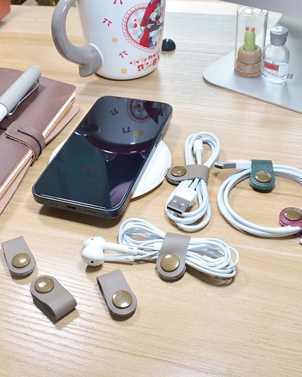 CAILLU Cord Organizer,Cord Keeper,Cable Organizer USB Holder,Cable Management,Cable Straps,Earbud case,wrap Headset Winder,Phone Earphone Clips Ties (gray Cord Organizer)