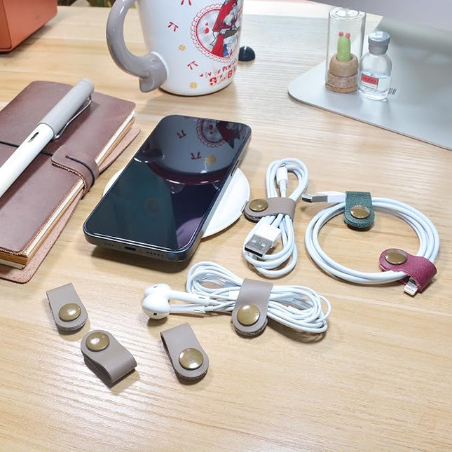 CAILLU Cord Organizer,Cord Keeper,Cable Organizer USB Holder,Cable Management,Cable Straps,Earbud case,wrap Headset Winder,Phone Earphone Clips Ties (gray Cord Organizer)