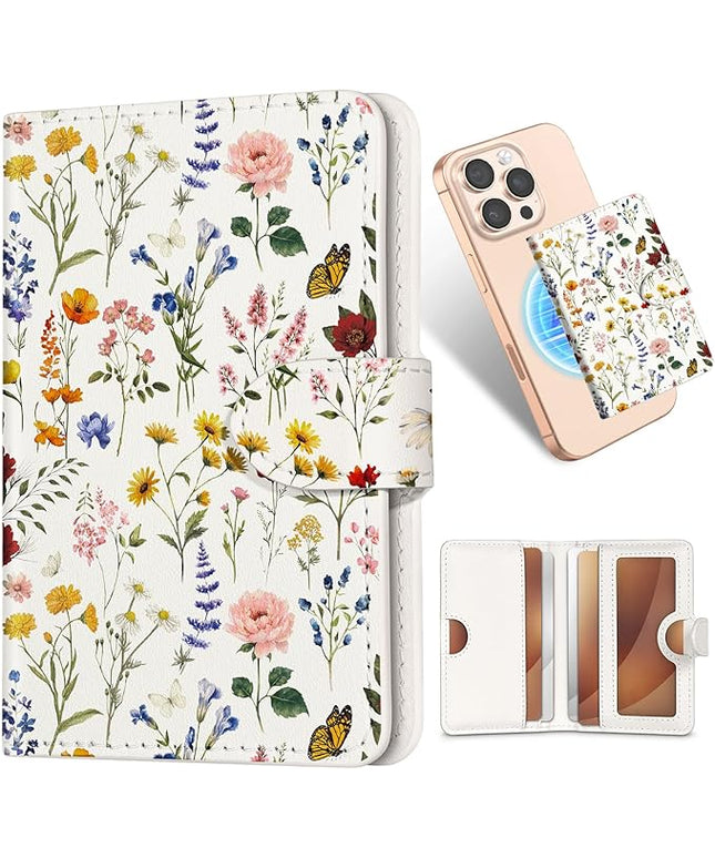 Shorogyt for Magnetic Phone Wallet Compatible with Magsafe Card Holder -Cute Luxury Slim Leather Mag Wallets for Women Fit 4 Cards,for iPhone 17/16/15/14/13/12 Series for Apple RFID Magnet, Retro
