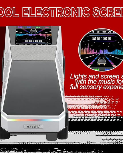 Futuristic Shapes Truck Bluetooth Speaker with LED Display Screen – TWS Stereo, FM Radio, USB/TF Playback, LED Headlights, Built-in Mic, Gift for Car Lovers, Model Collectors & Tech Fans (Silver)
