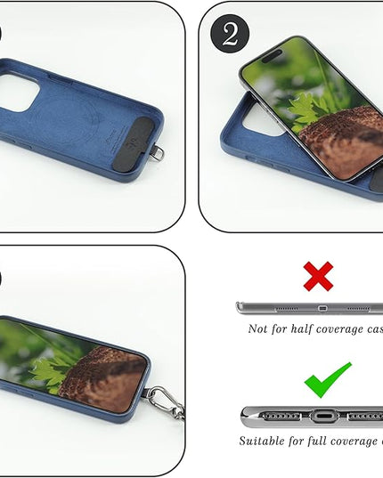 Phone Lanyard Universal Cell Phone Strap Crossbody Strap for iPhone Lanyard Around the Neck Extra Long Rope with Tether Tab for Men and Women (White on Black)