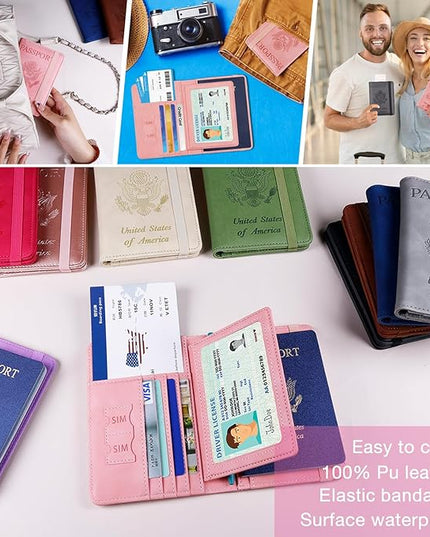 Melsbrinna Rfid Passport Holder for Travel women/Men, Cute Passport Wallet Rfid Blocking Card Slots, Rfid Passport Cover/CaseTravel Wallet, Passport Book Holder (1, Pink3)