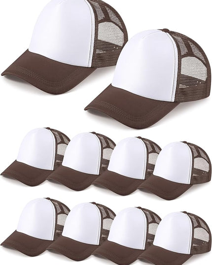 10 Pcs Sublimation Blank Trucker Hats Bulk Mesh Baseball Cap Polyester Mesh Trucker Hat for Men and Women