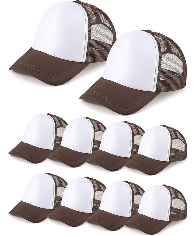 10 Pcs Sublimation Blank Trucker Hats Bulk Mesh Baseball Cap Polyester Mesh Trucker Hat for Men and Women