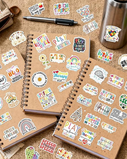 Speech Language Pathologist Stickers - 100 Pcs Speech Therapy Water Bottle Stickers for Adults Therapists Teens, SLP Waterproof Scrapbook Sticker, Vinyl Decals for Laptop Journal, SLP Gifts