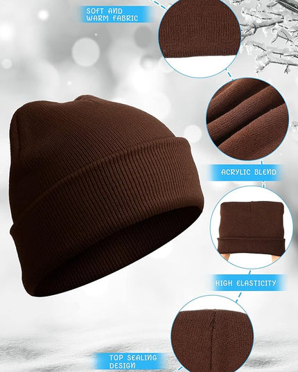Foaincore 24 Pcs Winter Beanie Hats Bulk for Men Women Warm Roll up Edge Skullcap Colorful Warm Cuff Cap Fisherman