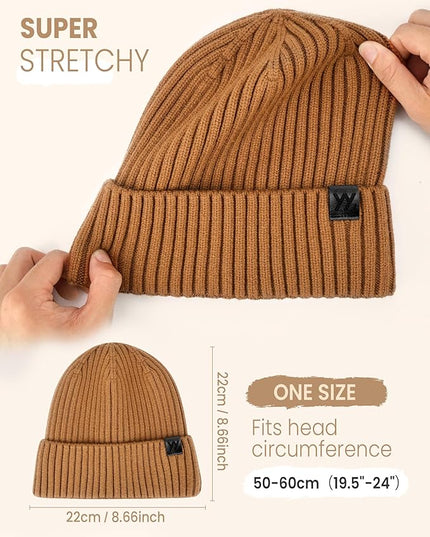 Winter Beanie Hat for Men & Women, Fleece Lined Thermal Knit Hat Ski Beanie Skull Cap Cuffed Cap for Cold Weather