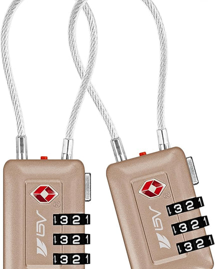 TSA Accepted Luggage Travel Lock, Set-Your-Own Combination Lock for School Gym Locker, Luggage Suitcase Baggage Locks, Filing Cabinets, Toolbox, Case (Titanium, 2 Pack)