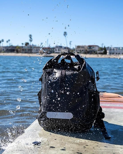 Ho Stevie! Waterproof Surf Backpack - Heavy Duty with Laptop Sleeve - Roll Top Closure Keeps Your Gear Dry In Bag - 25L