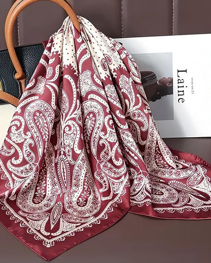 MINIDORA Satin Scarves for Women 27.5 × 27.5 inches Medium Square Elegant Silk Feeling Head Scarf