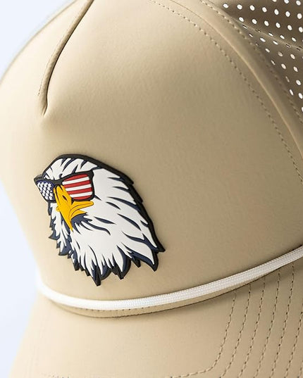 Branded Bills Party Eagle PVC Curved 5 Panel Rope Hat, Fits 7-7 7/8, Adjustable Snapback | Lightweight, Comfort Stretch