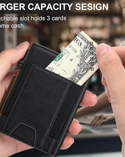 Wallet for Men Wallet with Slim Pop Up Card Holder 9-13 Cards, Bifold Minimalist Smart Wallet RFID Blocking Credit Card Holder with ID Window & Stretchable Cash Slot Compact Metal Aluminum Card Case
