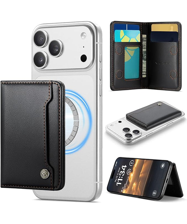 Vinich for MagSafe Wallet Magnetic RFID Blocking Card Holder Compatible with MagSafe Phones and Cases, Strong Magnet Minimalist Phone Wallet for iPhone 17/16/15/14/13/12/ Pro/Max/Plus, Black